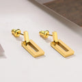 Yitenong Jewelry Stainless Steel Geometric Rectangle Gold Drop Earrings for Women Trendy Earrings