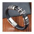 OT-240 Hot Sale Braided Stainless Steel Trendy Silver Plated Magnetic Clasp Charms Men's Bangles