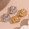 Irregular Double Layer Flower Earrings Statement Jewelry 18K Gold Plated Hoop Earrings Stainless Steel Women Earrings