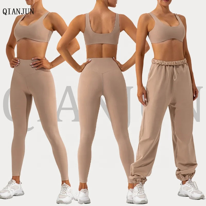 Fashion Solid Color Gym Fitness Sets Women Sports Bra Yoga Leggings Workout Yoga Sets Active Wear for Women