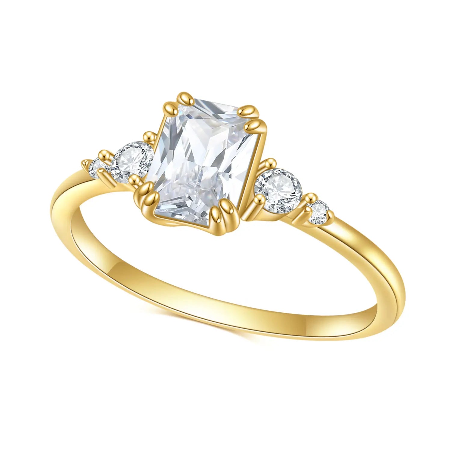 OL1023 Abiding Fine Jewelry Cheap Emerald Cut Big White Cubic Zirconia Initial Women Engagement Rings for Women