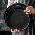 Western Style Matte Black Bone China Dinnerware Eco-Friendly Ceramic Round Porcelain Plate for Salad Pasta Dinner Dishes