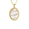 Stunning 925 Silver 18K Gold Freshwater Pearl Pendant Rose Etching Rhodium Rose Gold Plated Link Chain Necklace