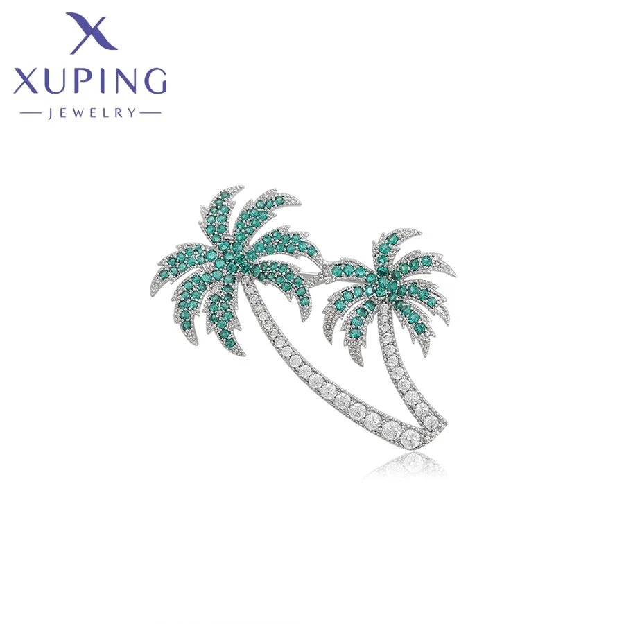 A00900430 Xuping Jewelry Fashion Coconut Palm Green Ice Out Brooches