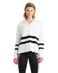 KY Femme Contrast Stripe Contrast Oversized Fit Long Sleeve Femme Polo Shirt