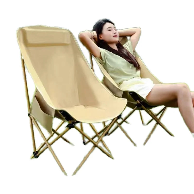 Portable Oxford Camping Chair Folding Chair Outdoor Fishing Garden Travel Foldable Moon  Picnic Chair