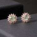 C7199 Abiding Modern Design 925 Sterling Silver Cz Halo Natural Moss Agate Flower Women Sunflower Stud Earrings