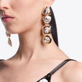 Luxury Shining Water Drop Crystal Drop Earrings Gold Color Square Rhinestone Dangle Earrings for Women Wedding Party Jewelry
