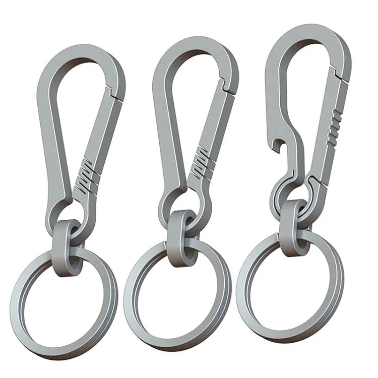 Custom Stock Outdoor Camping Snap Hook Car Keychain Titanium Alloy Keychain Clip Bottle Opener