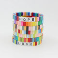 JC Crystal New Style Popular Letter Beads Enamel Bohemian Assorted Colors Elastic Tile Women's Bracelet Wholesales