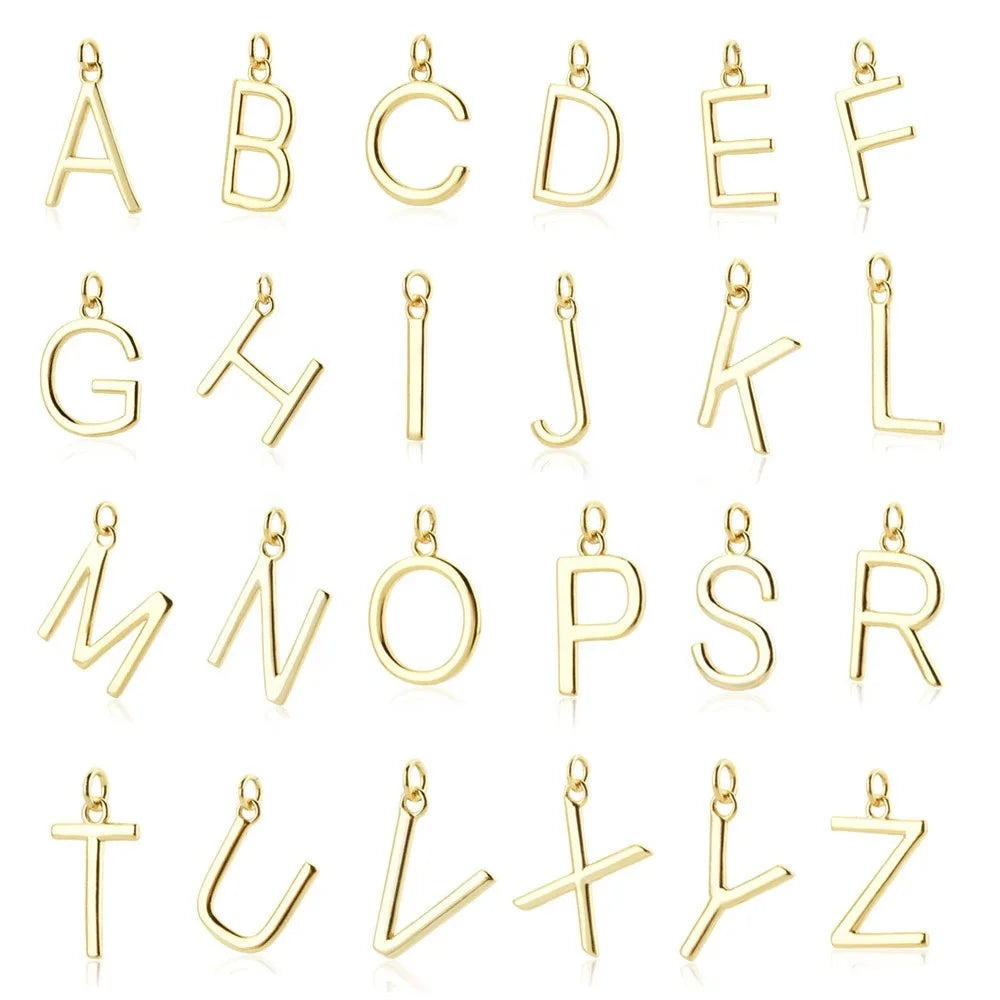 FUAMAY Ladies DIY Bracelets 26 Alphabet 'a' to 'z' Pendant Charms Gold Plated Zircon Fashion Designer Jewelry