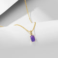 S925 Sterling Silver Women's Natural Amethyst Peridot Geometric Shaped Pendant Necklace 14K Gold Plated Zircon Gemstone Necklace