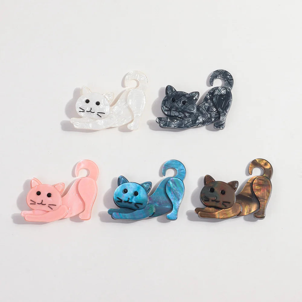 Hot Selling Cartoon Cute Multi Color Cat Brooch Personality Animal Acrylic Brooch for Unisex