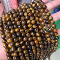 Wholesale Gemstones Stone Beads Round Genuine Stone Beading Loose Gemstone Hole Di tiger Eye Beads for Jewelry Making