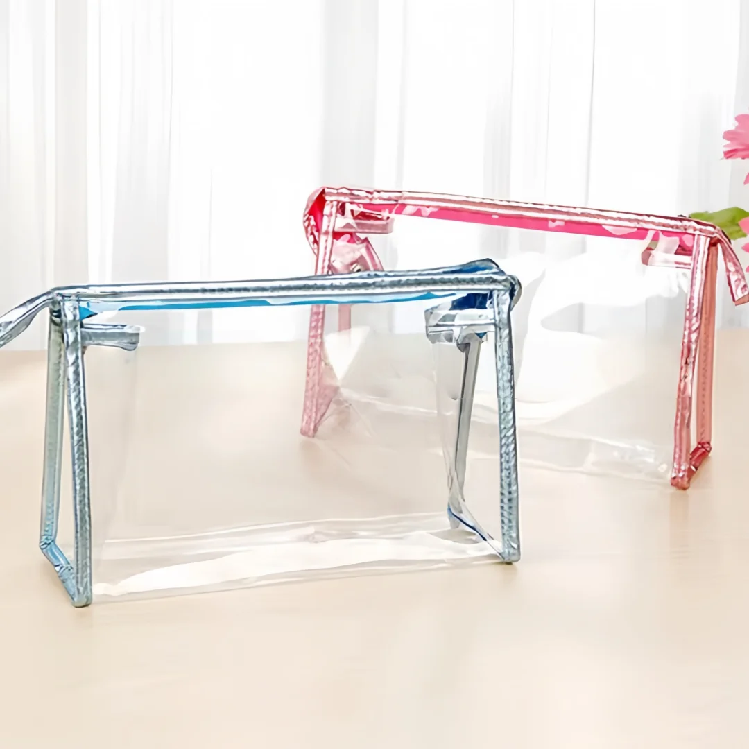 Good Quality Clear Transparent PVC Camouflage Pattern England Style Makeup Bag with Zipper Closure by Colefa