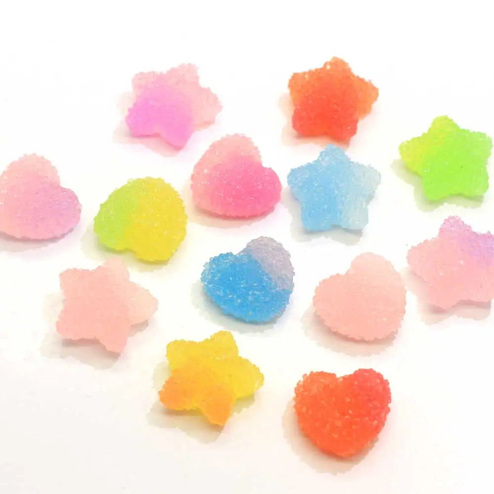 Flat Back Gummy Candy Resin Cabochon Star Shape Heart Shape for DIY Embellishments Scrapbooking