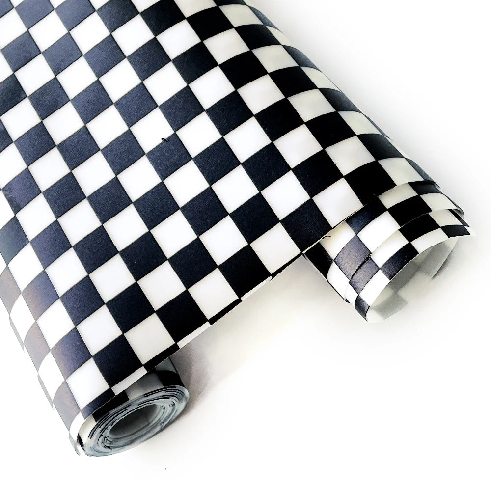 Customized 0.5 mm Matte Checkered Printed PVC Jelly Vinyl Synthetic Leather for Waterproof Cosmetic Bag Hair Bow Crafts-Soft