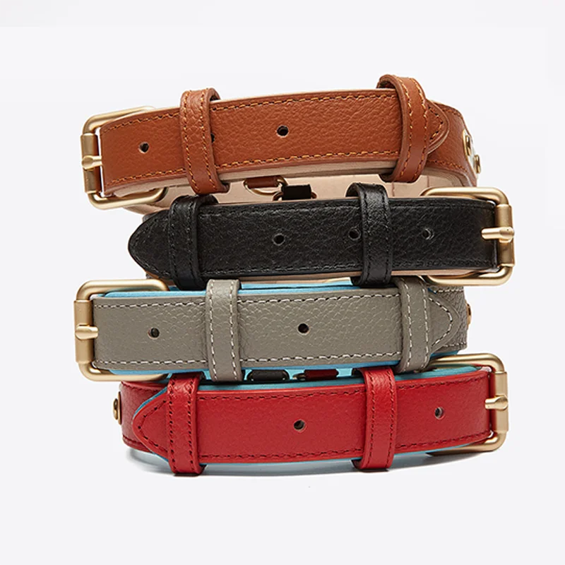 Vegan Breathable Padded Premium Leather Sherpa Dog Collar Durable Heavy Duty Pet Padded Collars