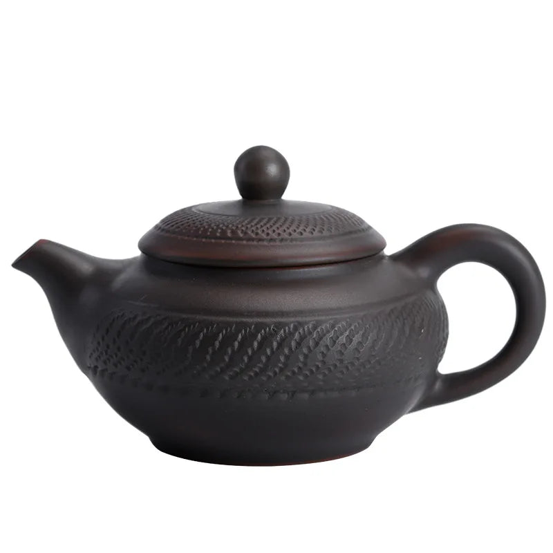 Jianshui Purple Pottery Blessing Pot Handmade Jump Knife Pattern Enameled Teapot Single Teakett Large Kung Fu Tea Set