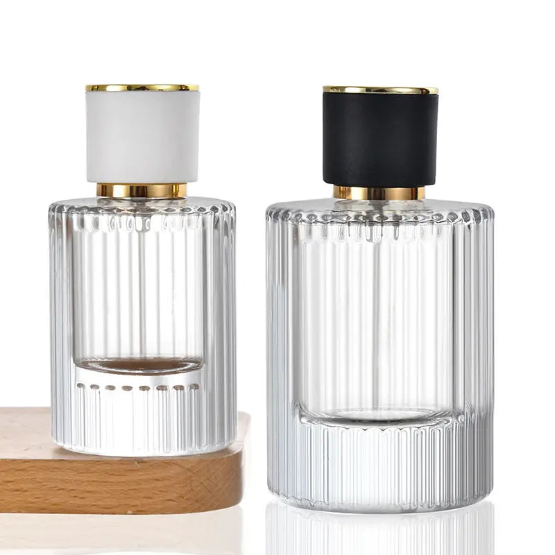MUB 50ml Vertical Grain Clear Crystal White Material  Crimp Glass Perfume Spray Bottles
