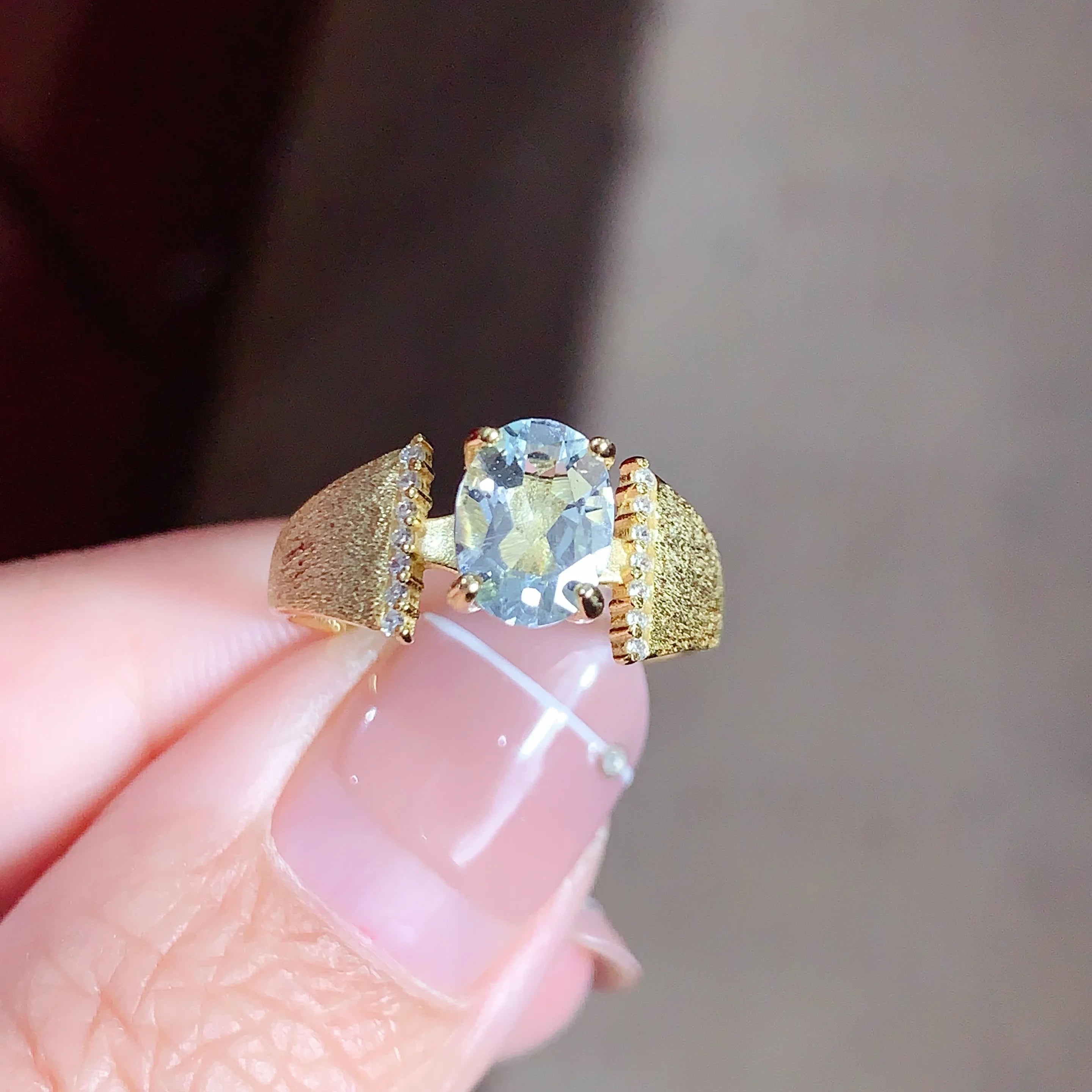 New Design Classic Simple Fashion 925 Sterling Silver Oval Cut Engagement Natural Aquamarine Wedding Party Ring for Women