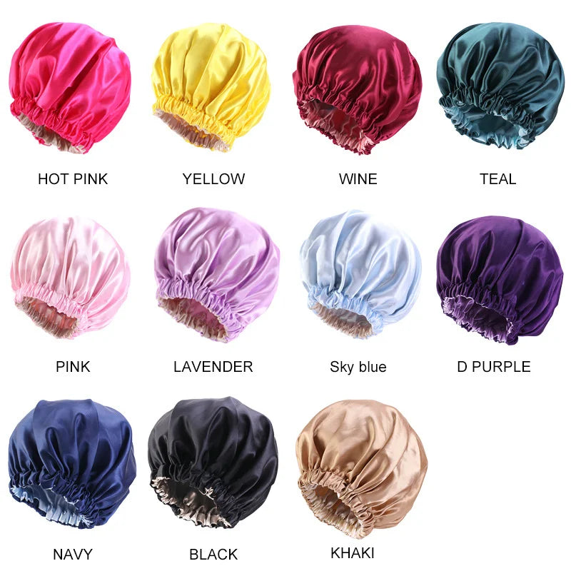 Gathertop Wholesale Custom Logo Hair Accessories Reversible Satin Bonnet Double Layer Sleep Night Head Cover Hat for Women