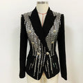 2025 Autumn Winter Women's New Stock Double-Breasted Beaded Slim Suit Heavy-Duty Metal Sheet Coat Jacket for Europe United