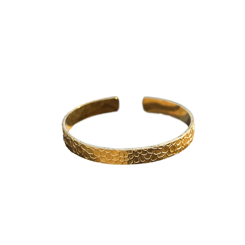 Wholesale Dropshipping Chic Stainless Steel Cuff Bracelet Adjustable Opening Irregular Design Featuring Zircon Main for Gifts