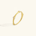 LOZRUNVE 925 Sterling Silver Daily Wear JewelryCubic Zirconia Texture Bamboo Ring for Women