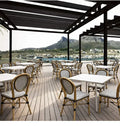 Bistro Rattan Dining Chairs and Table Wholesale PE Rattan Furniture for Outdoor Cafe Patio Restaurant