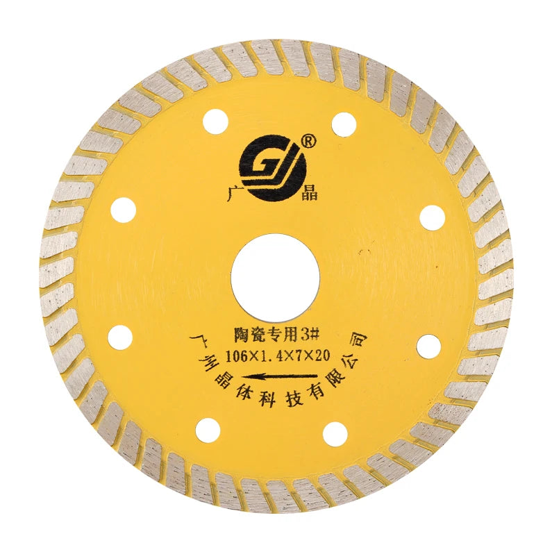 GJ Hot Sale 106mm 4 Inch Professional Tile Cutting Saw Bladediamond Turbo Blade for Tile Ceramic Granite Cutting Diamond Saw Bla