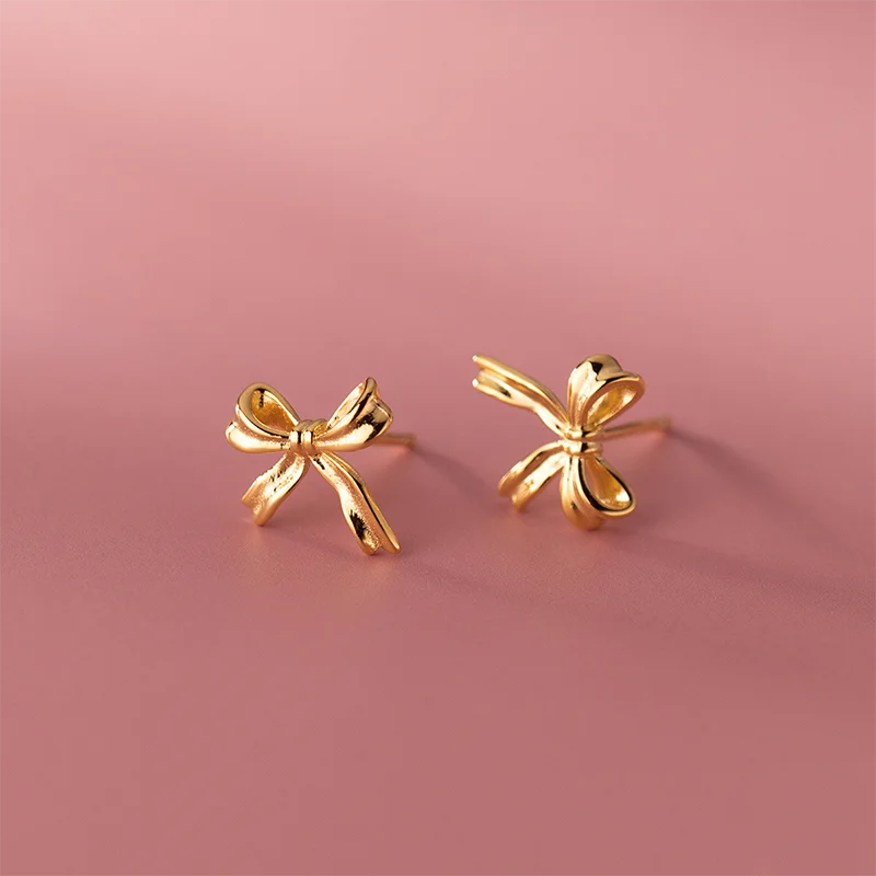 925 Sterling Silver Elegant Romantic Butterfly Stud Earrings for Women Cute Bow Girl Party Jewelry for Weddings