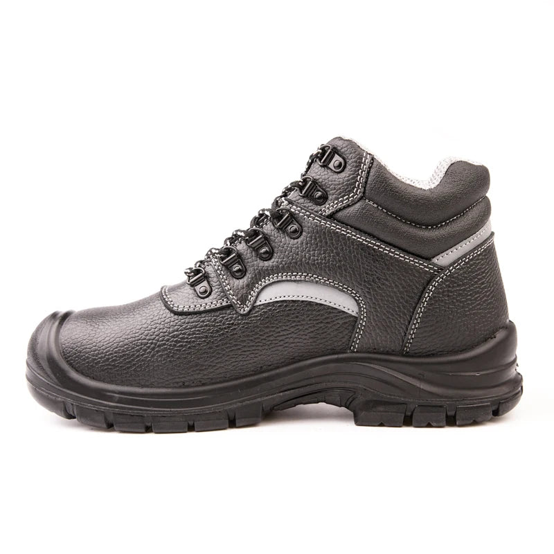 S3 CE Certification Man's Steel Toe Work Shoes Black Mid Cut Embossed Non Static Boots for Worker