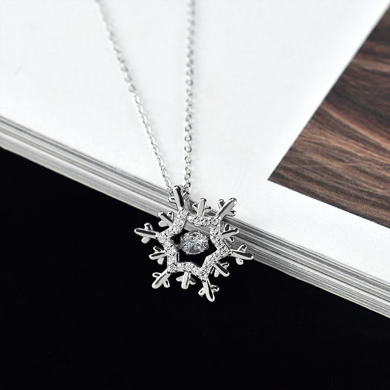 Customized Fashion 925 Silver Women's Necklace Christmas Holiday snowflake Necklace Jewelry Wholesale