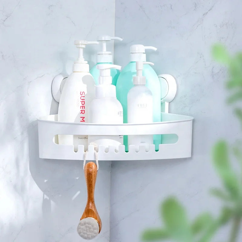 TAILI Shampoo Vacuum Shower Caddy Bathroom With Vacuum Suction Cup Plastic Corner Shelf Shower Organizer