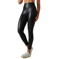 High-Waisted PU Leather Leggings for Plus-Size Women Elastic Waist Yoga Fitness Pant with Solid Pattern