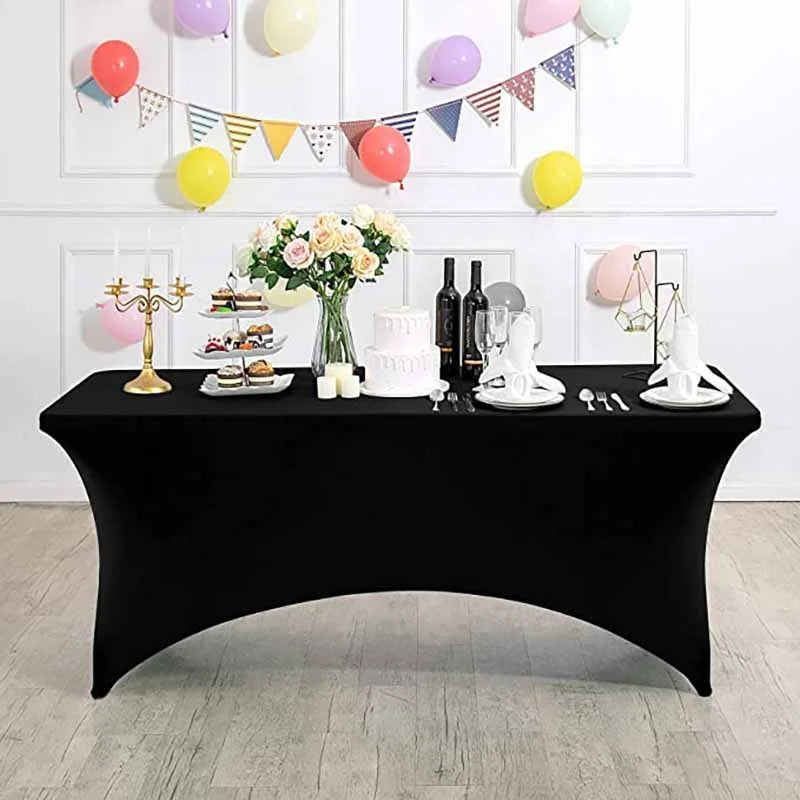 Hot Sale Black Rectangle Polyester Spandex Banquet Party Wedding Table Cloths Cloth for Events