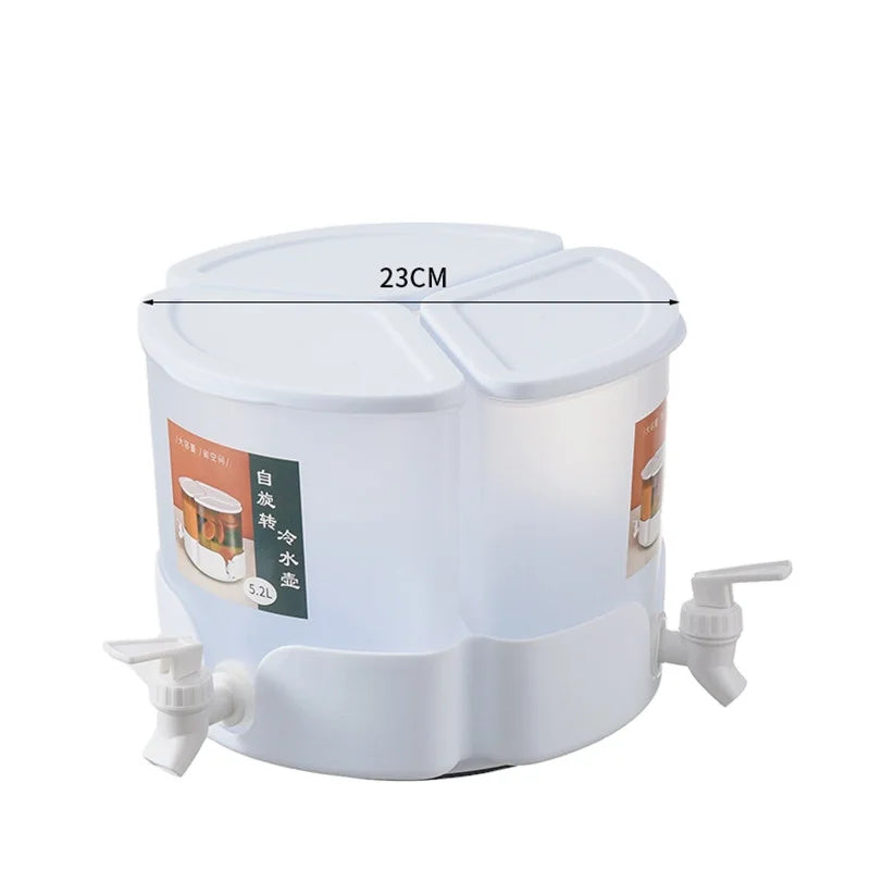 Fruit Teapot Household Water Kettle 5.2L Cold Water Bottle Three-grid Rotary Kettle High-capacity Divided Juice Jug with Tap