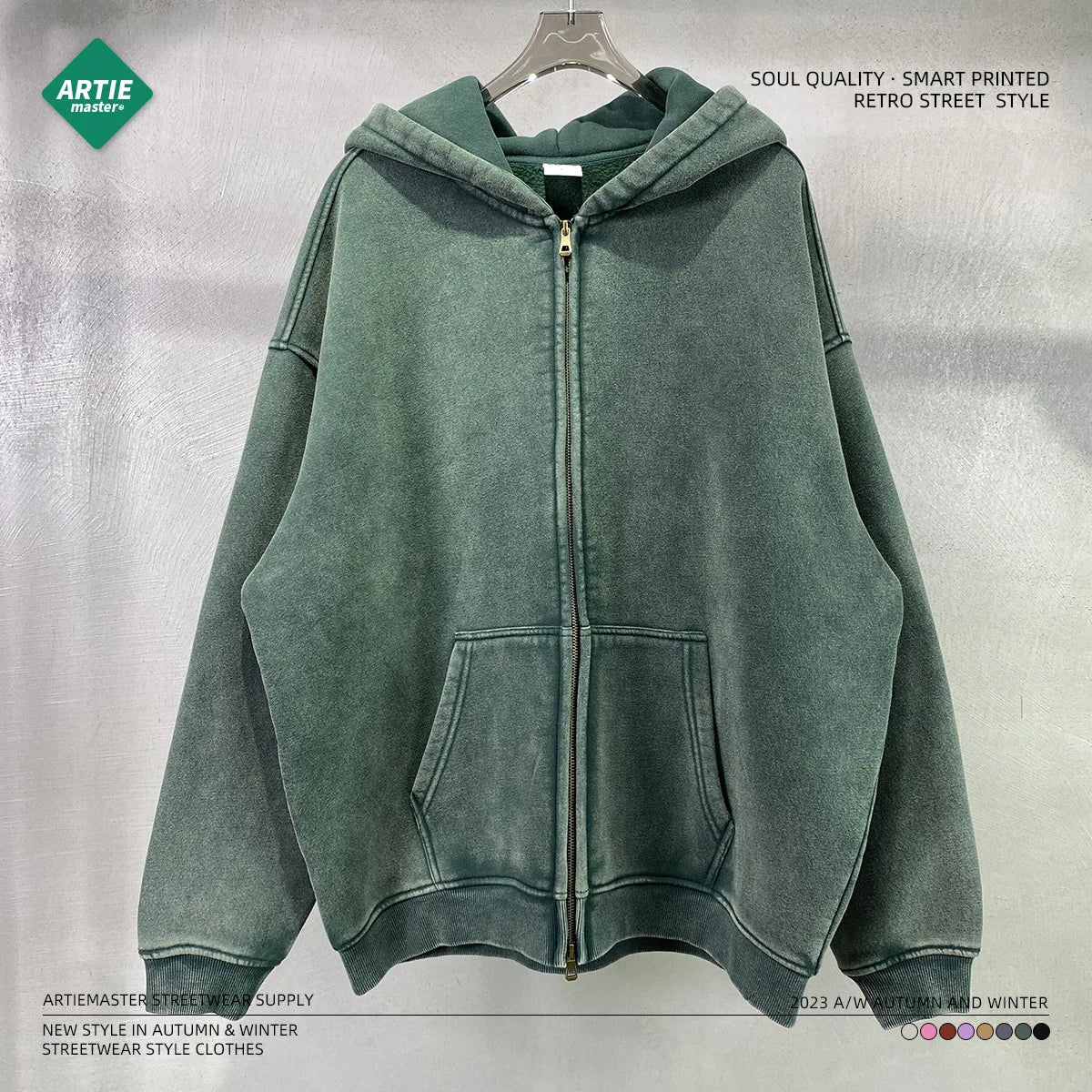 2024 Winter Couple Fashion Artiemaster Destroy Batik Washed Hoodie Heavyweight 360g Long Sleeve Blank Retro Polar Fleece Hoodies