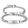 Crystal Charm Lover Bracelets Titanium Stainless Steel Couple Bracelet Personality Lettering Men and Women Accessories