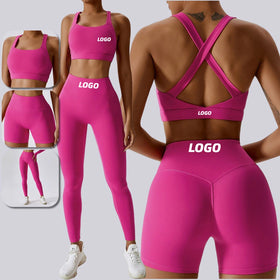8047 Active 3 Piece Leggings Shorts Set Women Plus Size Workout Sets Sport Yoga Lounge Wear Yoga Set