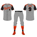 Stylish Men's Adult Baseball Uniform Full Set Breathable Quick Dry Sublimated 100% Polyester V-neck Plus Size Pants Jerseys