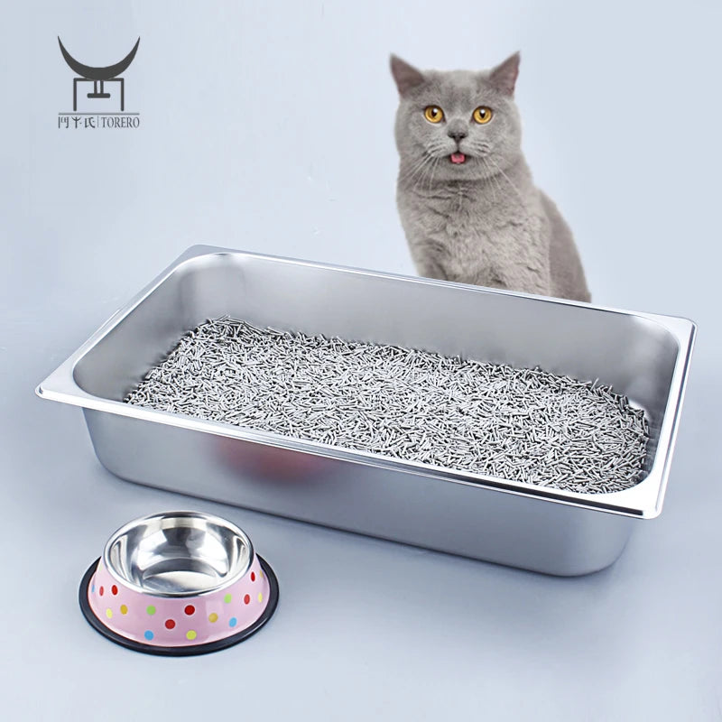 Never Absorbs Odor Stainless Steel  Large Cat Litter Box Cat Sand Box Cat Metal Litter Pan Big