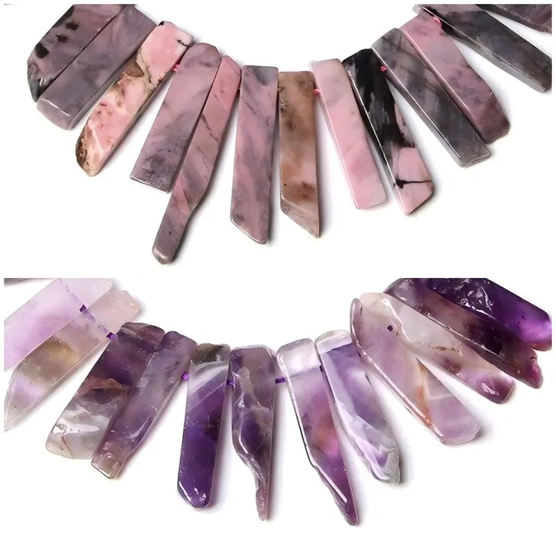 Wholesale Natural Freeform Rectangle Gemstone Beads Strand for DIY Jewelry Making Top-Drilled About 38 Beads a Strand