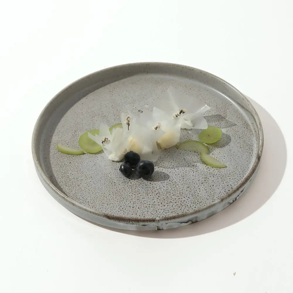 DXC Factory Wholesale Grey Nordic Hotel Porcelain Round Catering Serving Plate Dish Ceramic Dinner Side Plates for Restaurant