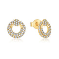 QX Custom OEM Luxury Women Zircon Vintage Fine Jewelry Luxury 925 Sterling Silver 18K Gold Plated Circle Studs Drop Earrings
