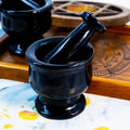 Natural Black Obsidian Healing Stones Mortar Pestle Carved Engraved Crystal