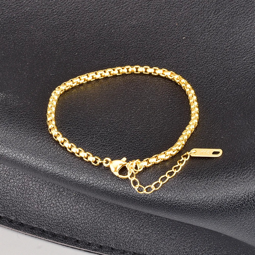 Fashion Simple Stainless Steel Chain Bracelet 18k Gold Plated Chain Bracelet Women Minimal Chain Jewelry