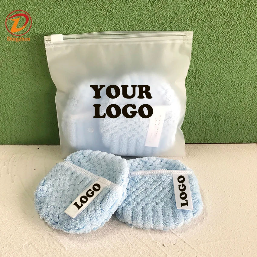 OEM Eco-friendly Makeup Remover Pads Finger Pocket 3 Layer Reusable Natural Microfiber Round for Eye Makeup Remove Face Wipe