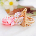 Women Pink Bag Charms Doughnut Macarone Cake Food Resin KeyChain Kawaii Hamburger Handbag Accessories Ice Cream Key Chains